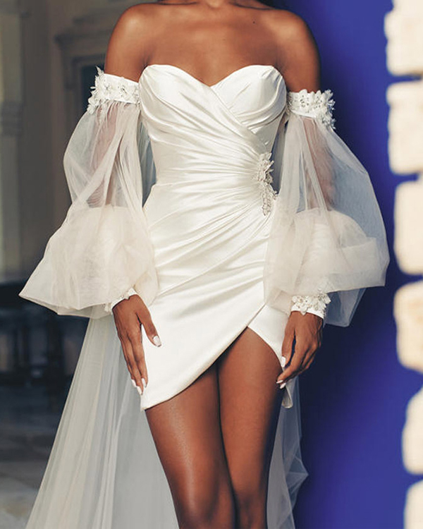 FLOUNCE WRAP OFF SHOULDER DRESS main image 0