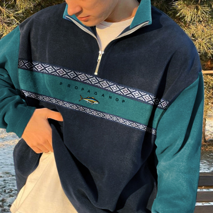 Oversized Unisex Contrast Polos Sweatshirt