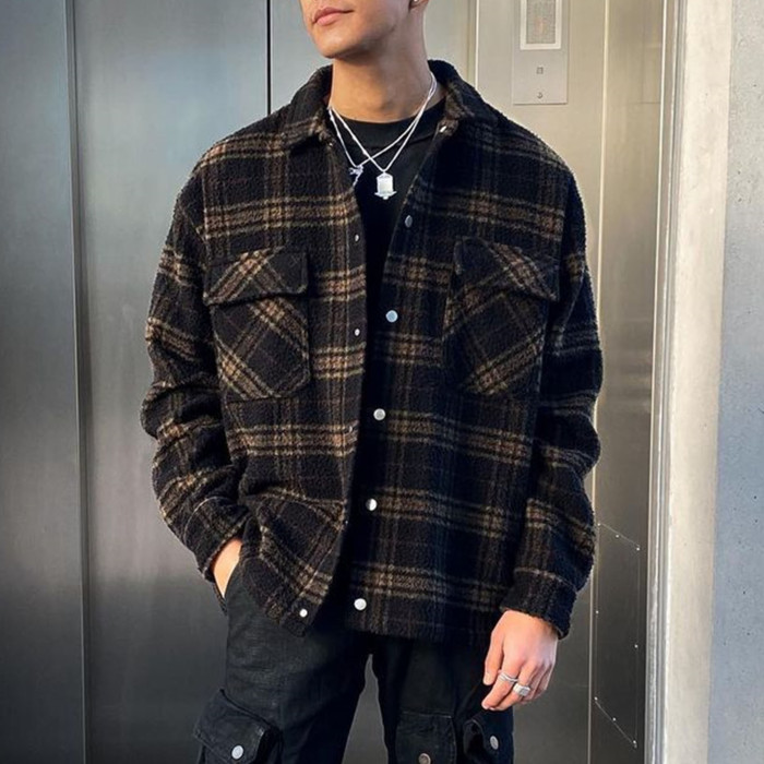 Men's Check Casual Single Breasted Jacket