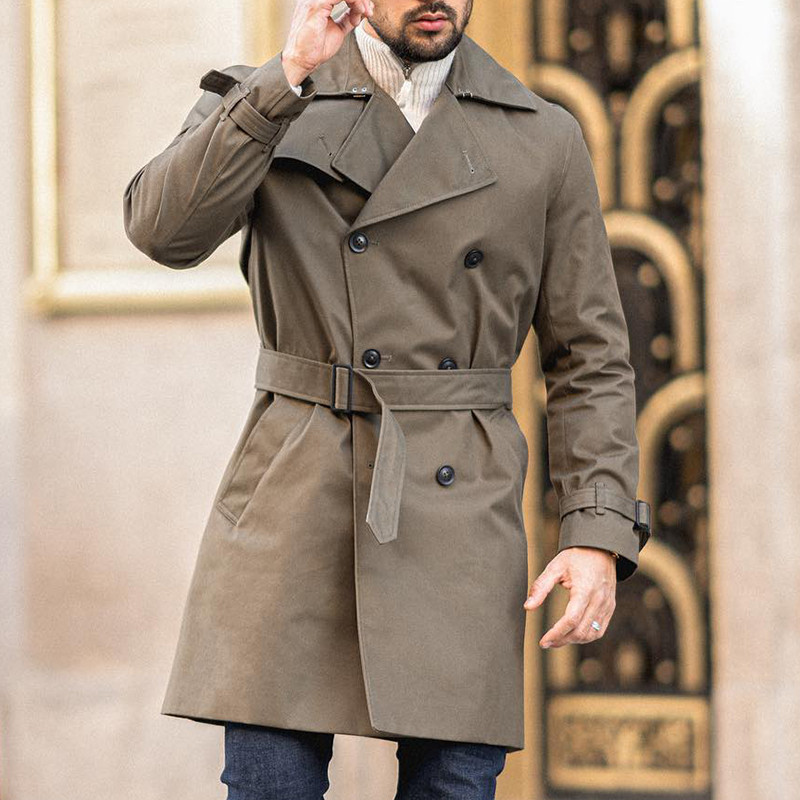 Men's Solid Color Buttoned Coat