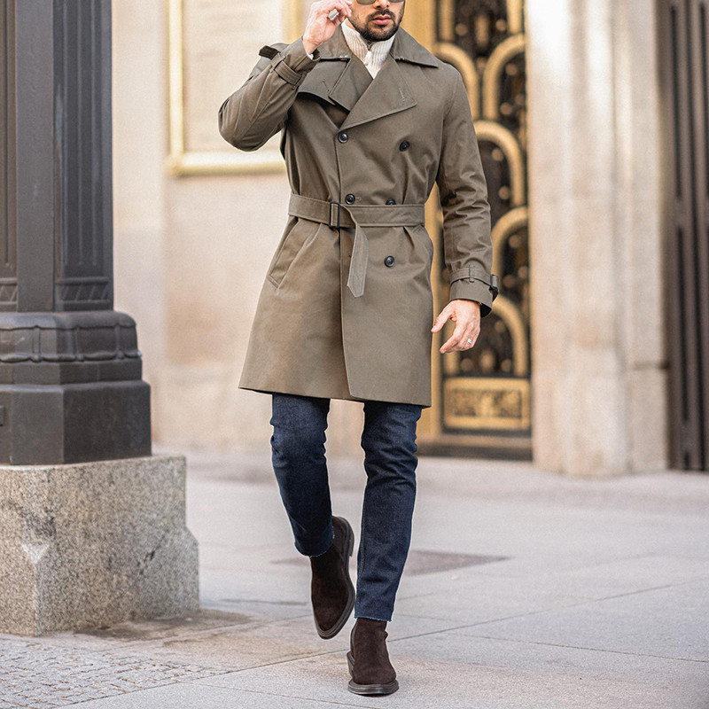 Men's Solid Color Buttoned Coat