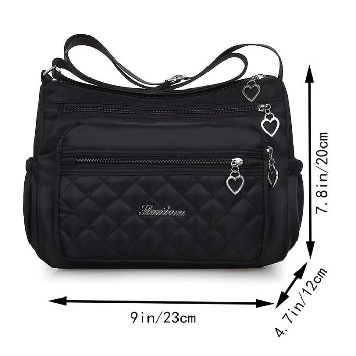 1pc Men's Versatile Waterproof Argyle Shoulder Bag, Fashion Versatile Large Capacity Canvas Bag  Random Direction Of Zipper