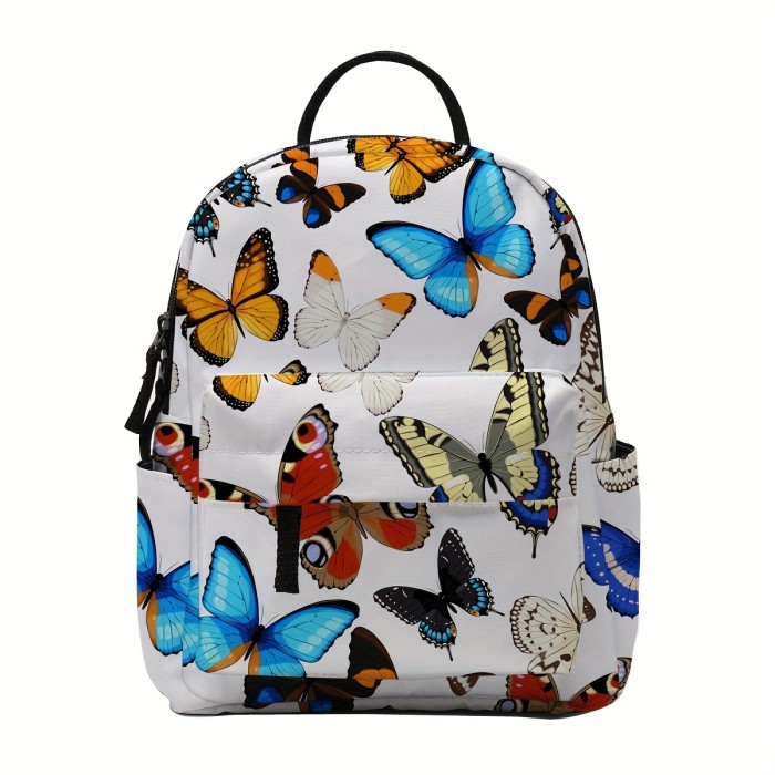 Allover Leaf Pattern Backpack, Mini Fabric Schoolbag, Casual Travel Daypack (9.84*8.26*4.72inch)