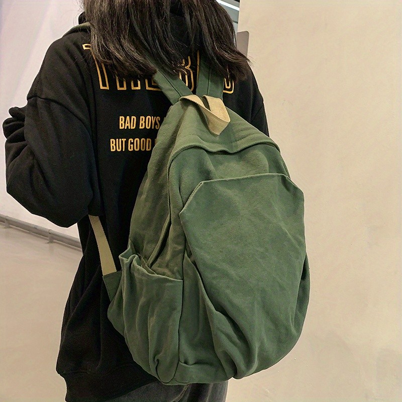 American Vintage Canvas High School Student Backpack Male Niche Army Green Boys College Student Schoolbag Travel Backpack Female