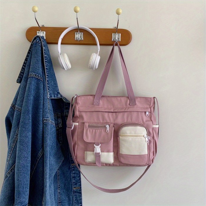 Waterproof Large Capacity Shoulder Bag, Top Handle Portable Handbag, Simple Design Casual Crossbody Bag