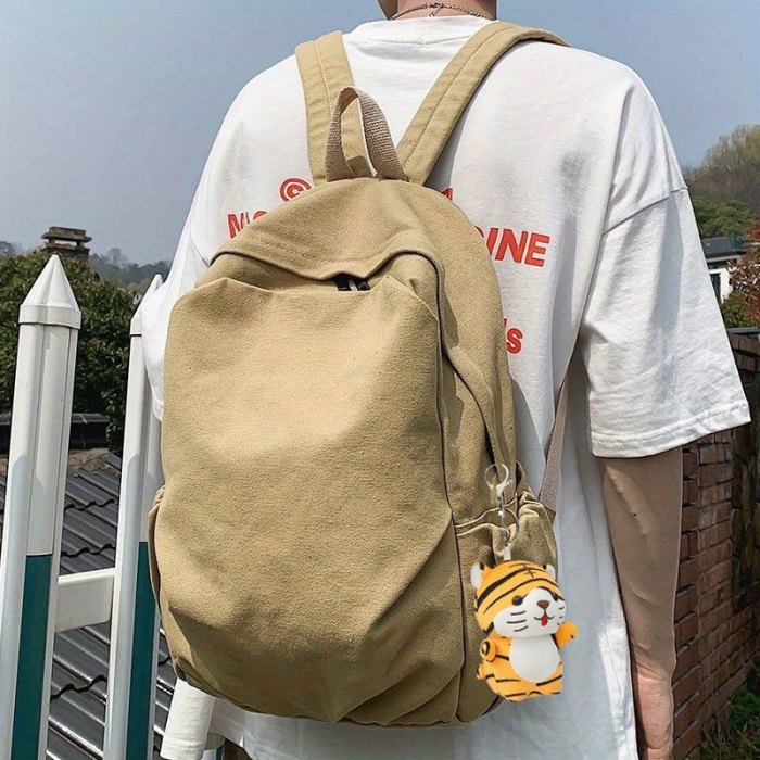 American Vintage Canvas High School Student Backpack Male Niche Army Green Boys College Student Schoolbag Travel Backpack Female