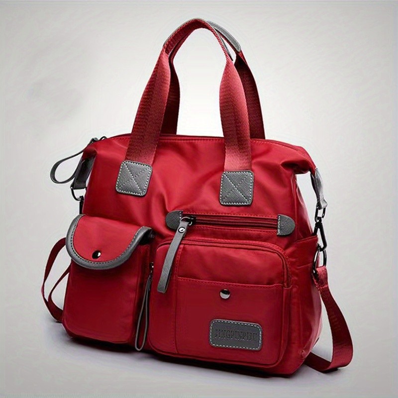 Waterproof Nylon Oxford Cloth Handbag, Women's Multi-functional Shoulder Travel Bag With Multi Pockets