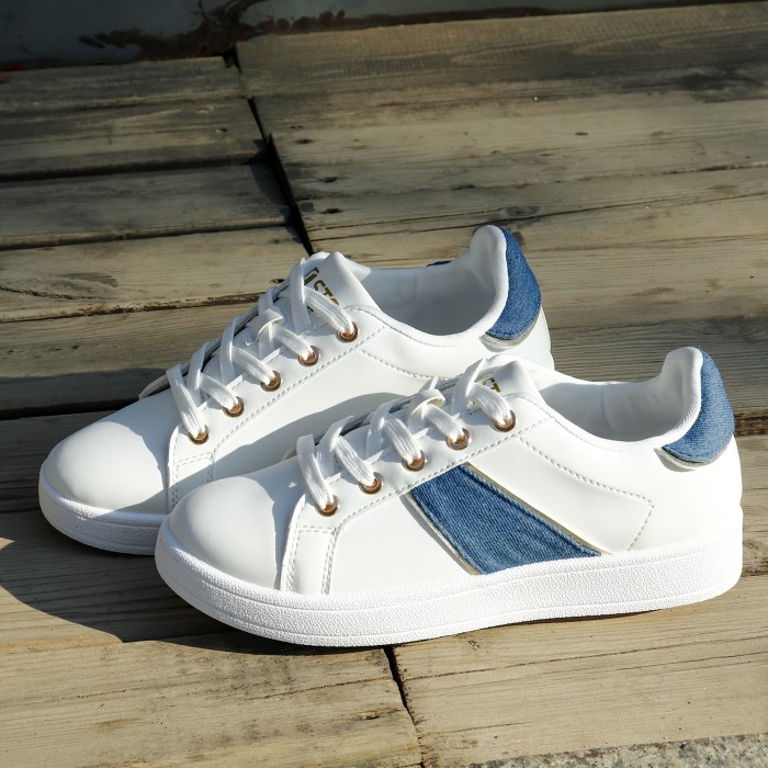 Women's Casual Flat Sneakers, Lace Up Low Top Skate Shoes, All-Match Lightweight Walking Shoes