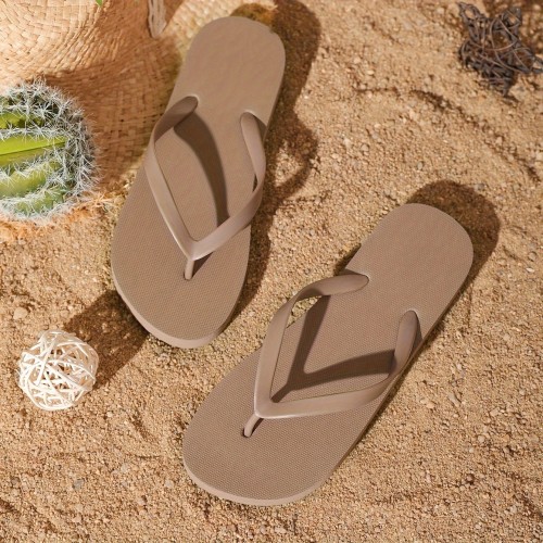 Women's Solid Color Flip Flops, Casual Clip Toe Flat Summer Shoes, Lightweight Beach Shoes