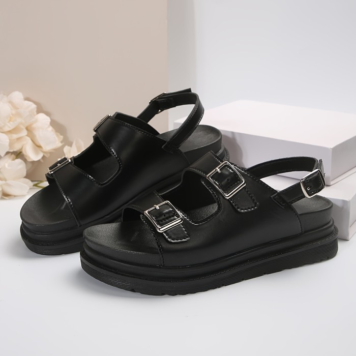Women's Platform Sandals, Casual Open Toe Summer Shoes, Comfortable Buckle Strap Sandals