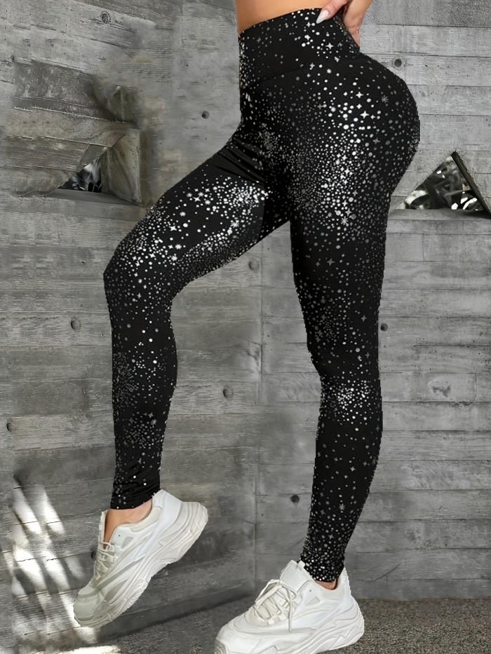 Sparkle in Style: Women's Glitter Yoga Sports Pants for Hip-Lifting Fitness & Running