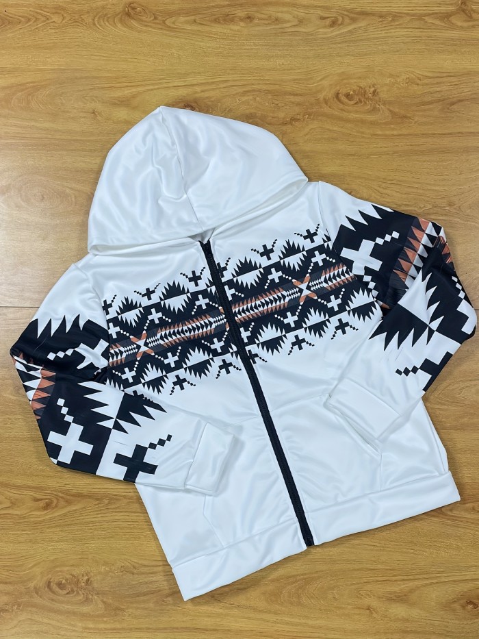 Men's Casual Loose Fit Ethnic Style Zip Up Hoodie For Spring Fall