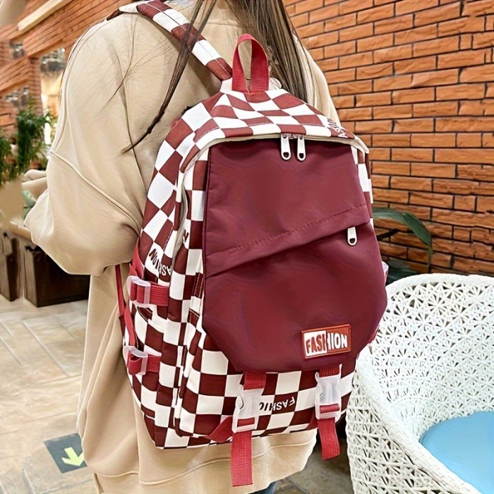 1pc Simple Fashion Student School Bag, Large Capacity Travel Backpack