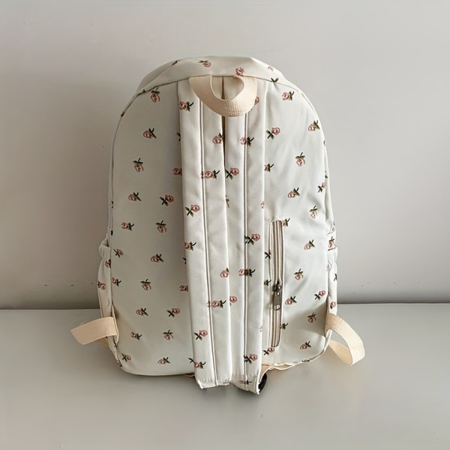 Kawaii Cute Floral Backpack, Preppy College School Daypack, Travel Commute Knapsack & Laptop Bag