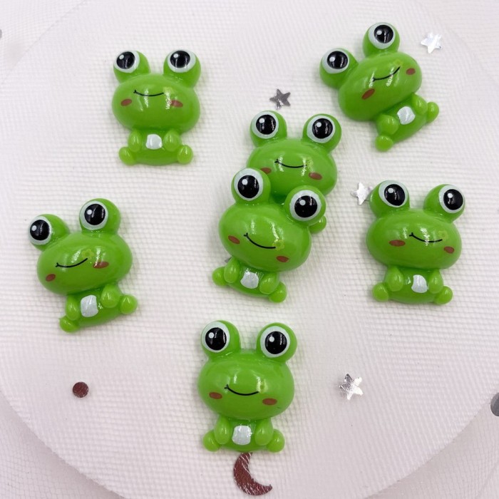10pcs Colorful 3D Green Frog Cabochon Stone for DIY Scrapbooking, Home Decor, and Crafts - Cute and Miniature Wooden Table Ornament