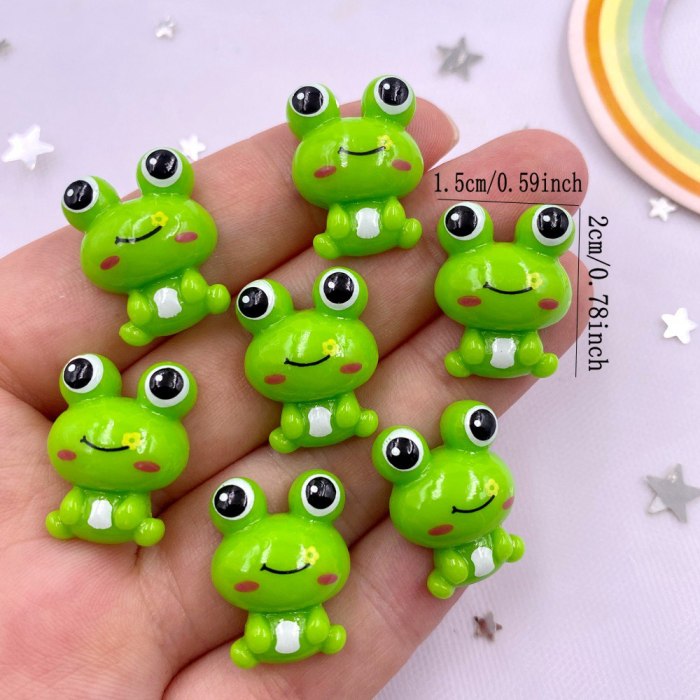 10pcs Colorful 3D Green Frog Cabochon Stone for DIY Scrapbooking, Home Decor, and Crafts - Cute and Miniature Wooden Table Ornament