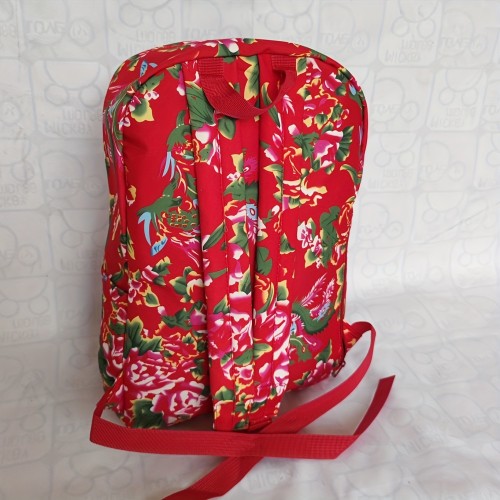 Ethnic Style Floral Pattern Backpack, Large Capacity Outdoor Travel Rucksack, Trendy Nylon Schoolbag