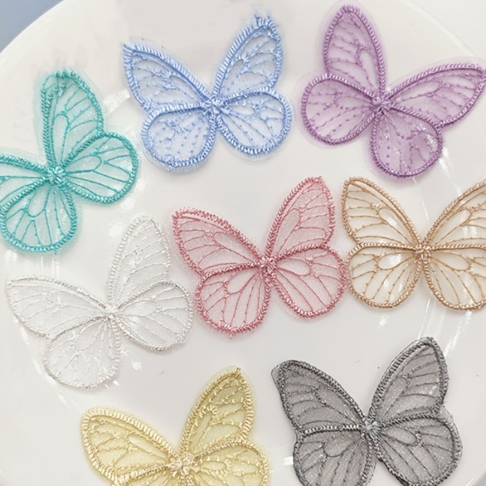 20pcs DIY Embroidered Butterfly Mesh, Butterfly Fabric Stickers, Embroidered Applique (Mixed Colors)
