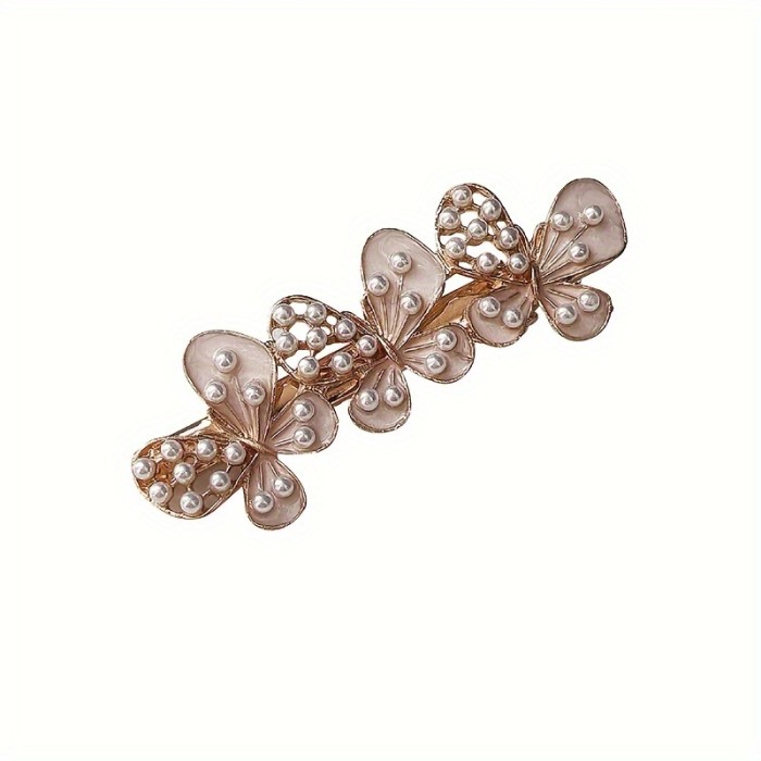Faux Pearl Butterfly Hair Clip, Dress Up Hair Accessories, Fashionable Hairpin For Girls