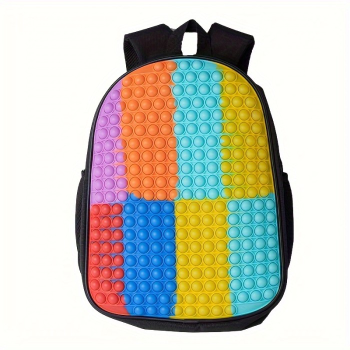 Colorful Large Capacity School Bag Backpack, School Book Bag Toy, Pop Fidget Backpack With Bubbles