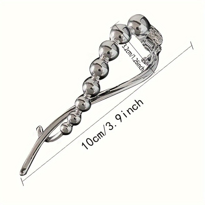 2pcs Elegant Metallic Barrette Ball Hair Clip for Ponytail, Bun, and Chignon - Perfect for Women and Girls