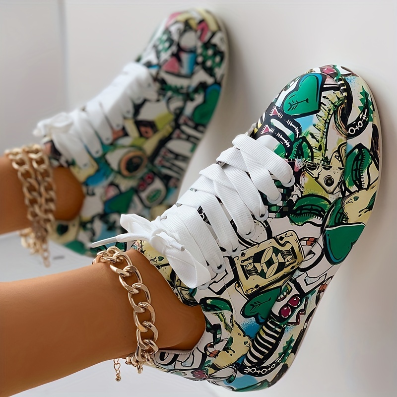 Abstract Graffiti Wow Print Women's Sneakers