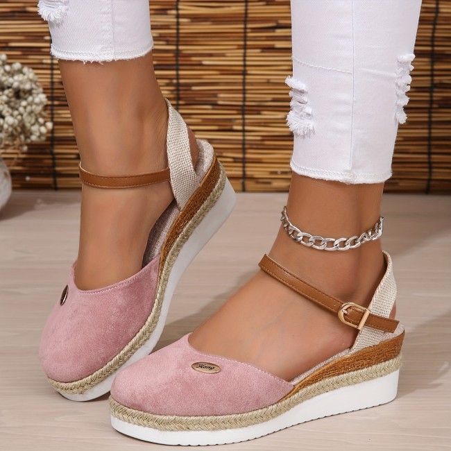 Closed Toe Wedge Sandals For Women With Comfortable Platform Buckle Strap Stylish Summer Footwear main image 0