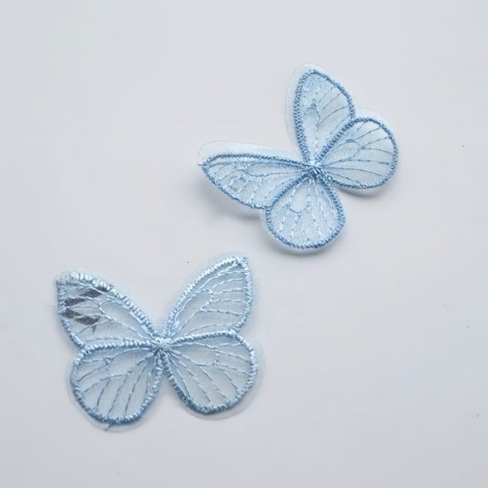 20pcs DIY Embroidered Butterfly Mesh, Butterfly Fabric Stickers, Embroidered Applique (Mixed Colors)
