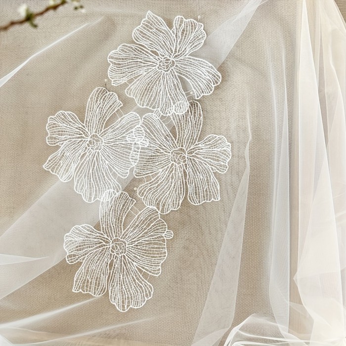 5pcs Exquisite Milk Fiber Fabric Flower Chips Lace Flower Cloth Stickers Patches Headwear Wedding Dress Costume Decoration Accessories