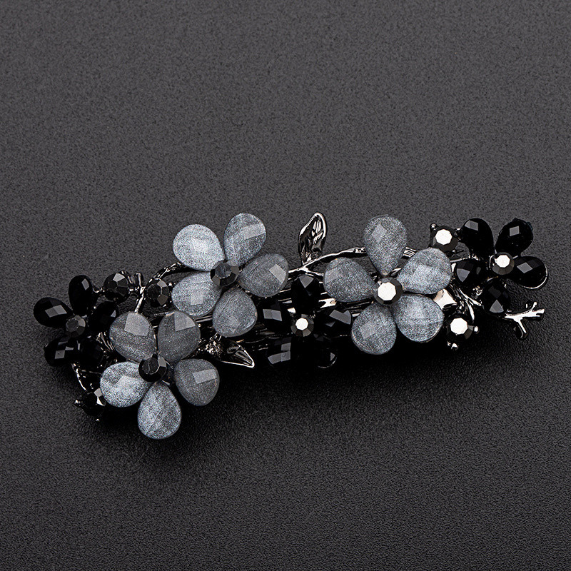 Chinese Style Alloy Retro Rhinestone Flower Hair Clip Metal Barrette Hair Accessories For Women