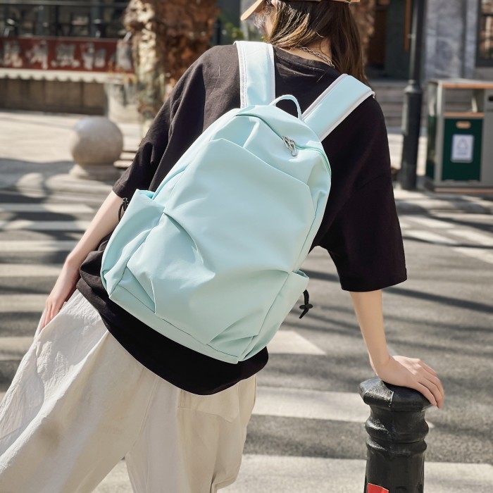 Simple Fashion Ruched Backpack, Casual School Bag Travel Bag