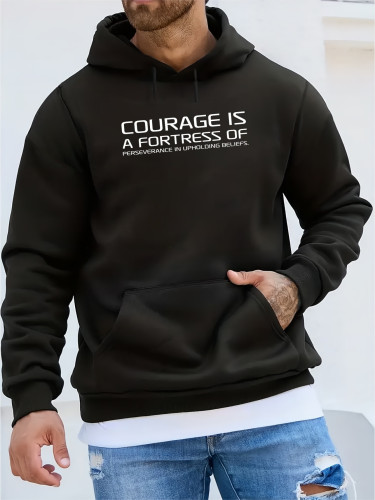 Fortress Print Men's Pullover Round Neck Hoodies With Kangaroo Pocket Long Sleeve Hooded Sweatshirt Loose Casual Top For Autumn Winter Men's Clothing As Gifts