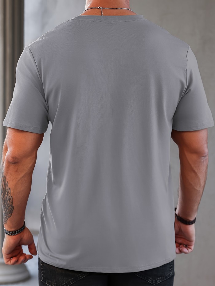 LA Creative Print Men's Casual Short Sleeve Crew Neck T-shirt, Summer Outdoor, Resort Vacation