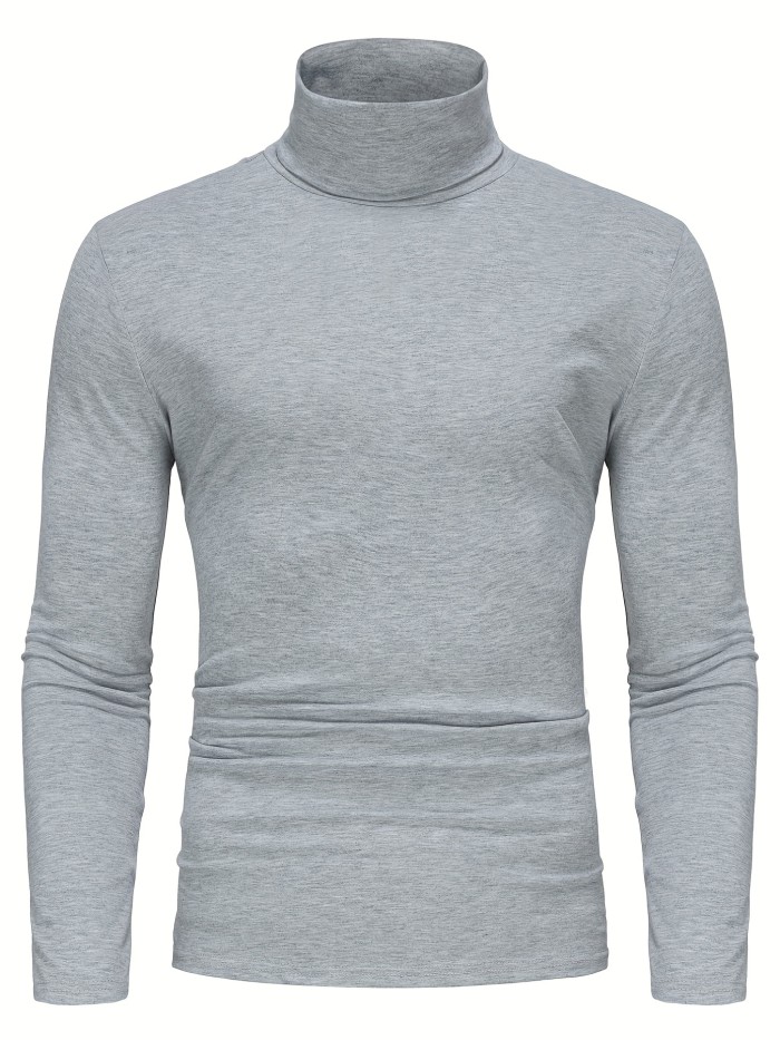 Stylish Multicolor Bottoming Shirt, Men's Turtleneck Long-sleeved T-shirt