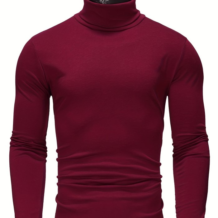 Stylish Multicolor Bottoming Shirt, Men's Turtleneck Long-sleeved T-shirt