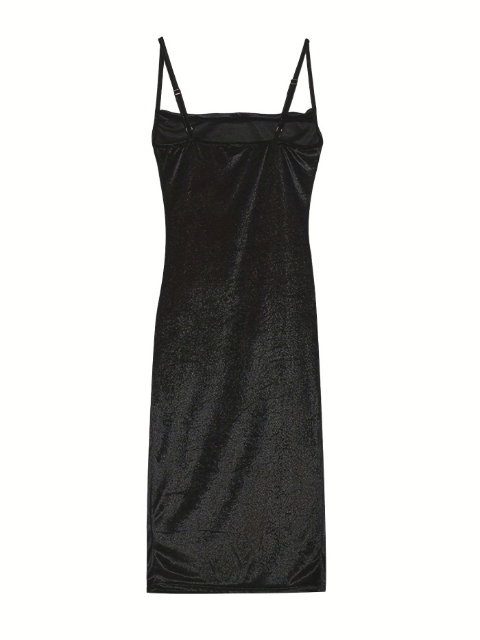 Split Thigh Cami Dress, Sexy Sleeveless Slim Party Dress, Women's Clothing