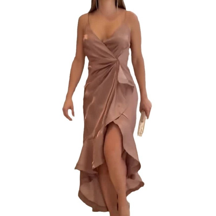 Women's Fashion Solid Color Elegant Irregular Sexy Dress