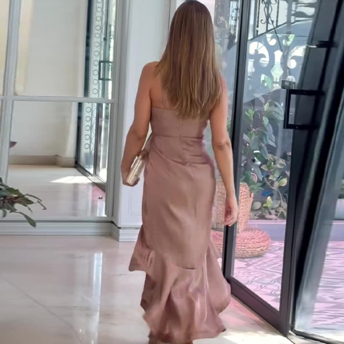 Women's Fashion Solid Color Elegant Irregular Sexy Dress