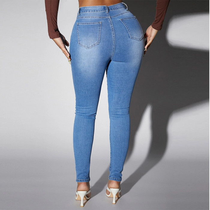 Women's Pants Women's Jeans Tight Fitting Women's Asymmetric Washed Pencil Pants