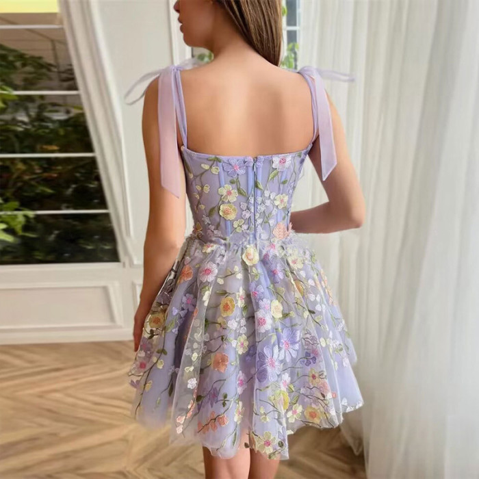 Fashion Three-dimensional Flower Embroidery Hip-huggin Dress