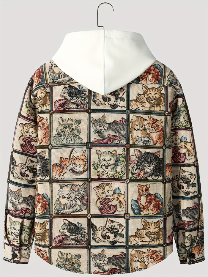 Men's Casual Stylish Animal Pattern Jacket, Street Style Retro Jacket