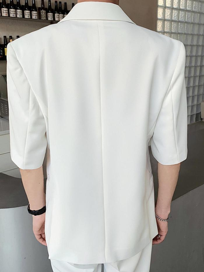 Men's Casual Turn-Down Collar Short Sleeve With Shoulder Pads Coat