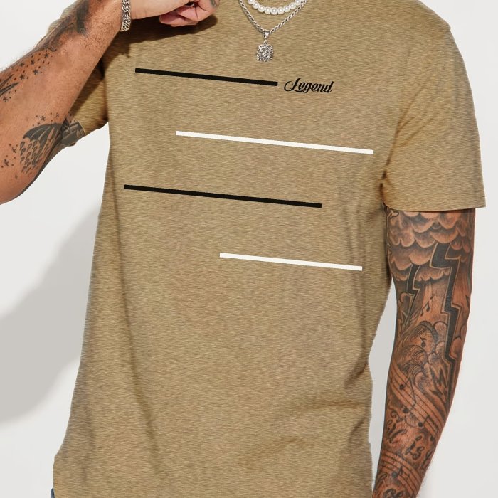 'Legend' Round Neck Graphic T-shirts, Causal Tees, Short Sleeves Comfortable Tops, Men's Summer Clothing