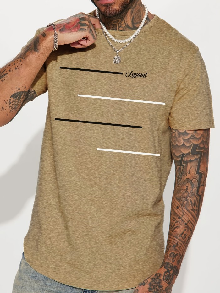 'Legend' Round Neck Graphic T-shirts, Causal Tees, Short Sleeves Comfortable Tops, Men's Summer Clothing