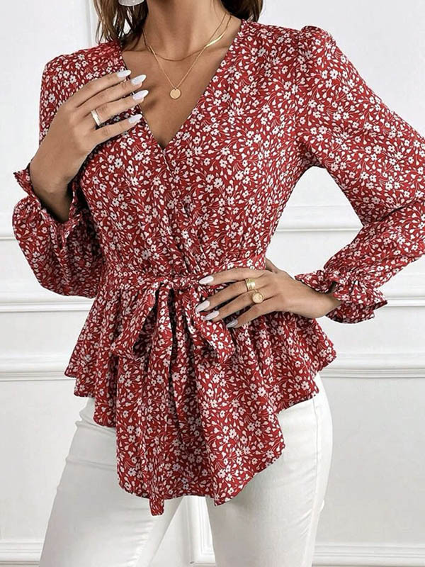 Flower Exposed Seam Wide Sleeve Top