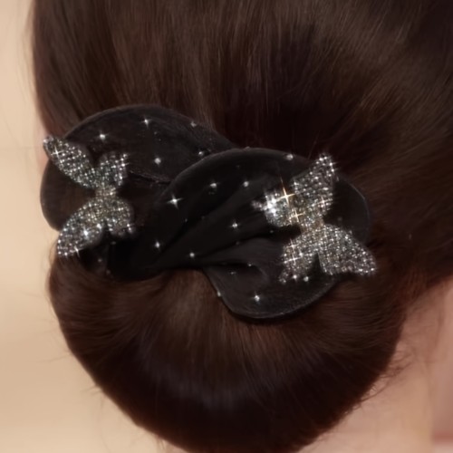 Sparkling Rhinestone Decorative Hair Twist Clip Elegant Hair Bun Maker Stylish Hair Styling Accessories For Women And Girls