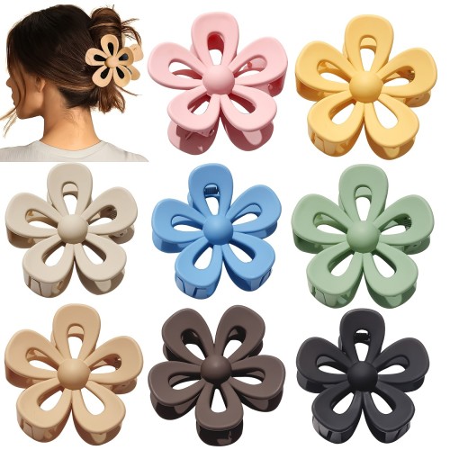 8pcs Hollow Flower Hair Claw Clips - Nonslip Jaw Clips for Ponytail - Women and Girls Hair Accessories