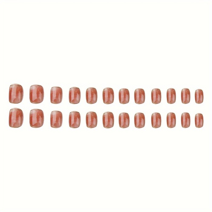 24pcs Oval Press On Nails With Golden Stripe Design, Gradient Fake Nails,Full Cover False Nails For Women And Girls