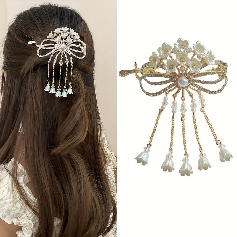 Lily Of The Valley Flower Tassel Twist Clip All-match Decorative Hair Clip Alloy Hair Accessories