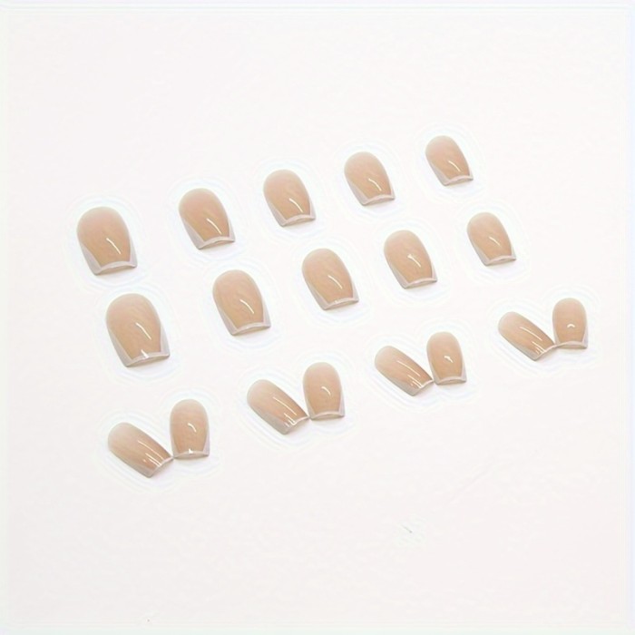 Long Square Press On Nails, French Tip Fake Nails,Full Cover False Nails For Women And Girls